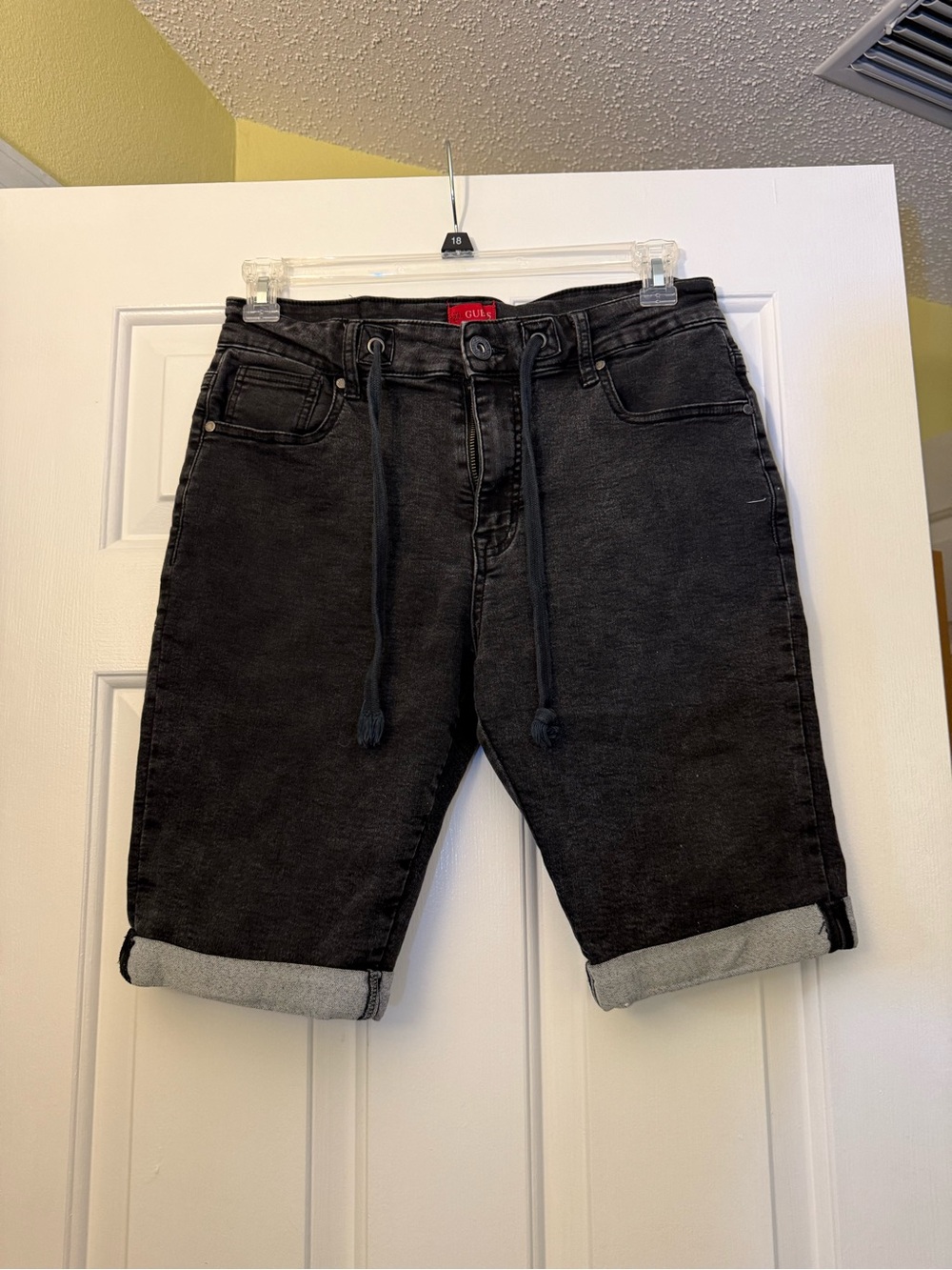 Guess Men’s Black Denim Drawstring Shorts